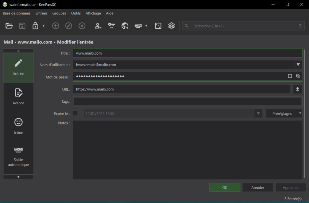 5 hva informatique keepassxc valider mot de passe